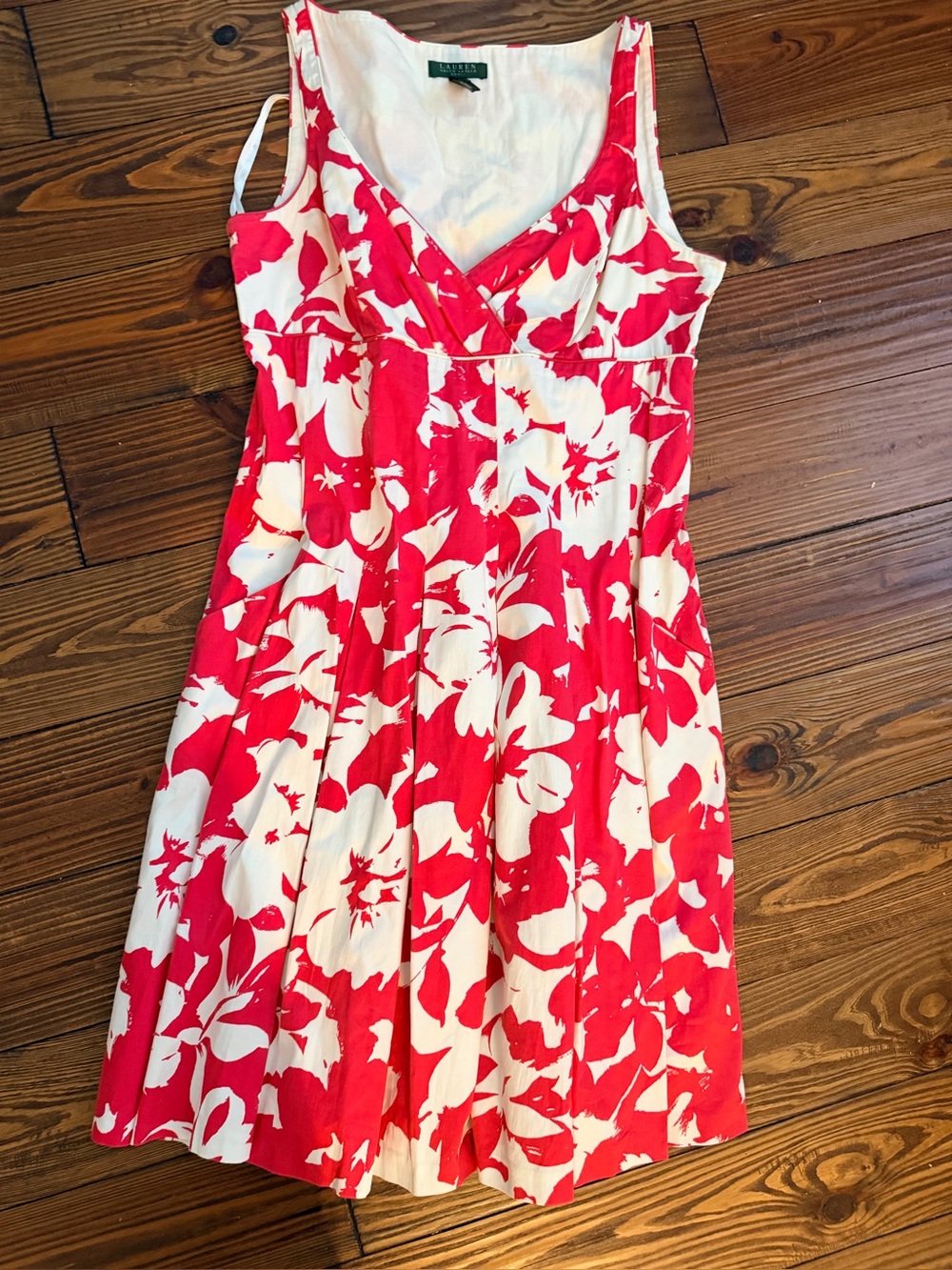 Lauren Ralph Lauren Red and White Floral Midi Dress